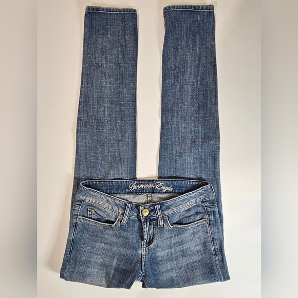 American Eagle Jeans Womens‎ 0 Regular Faded Skinny Two Tone Pocket 90s Low Rise - Picture 2 of 10